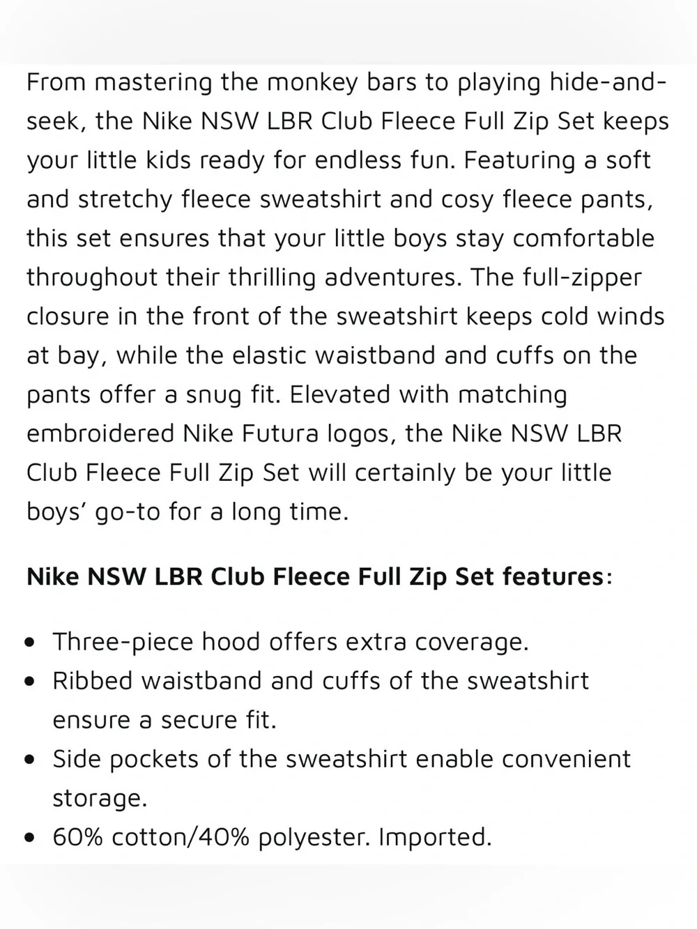Nike NSW LBR Club Fleece Full-Zip Set Hemp/White